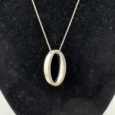 Tiffany & Co Geometric Oval 925 Sterling Silver Pendant Necklace