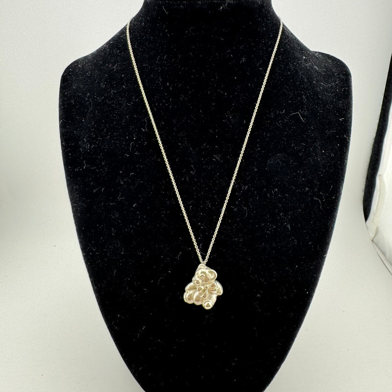 Tiffany & Co Teddy Bear 925 Sterling Silver Pendant Necklace