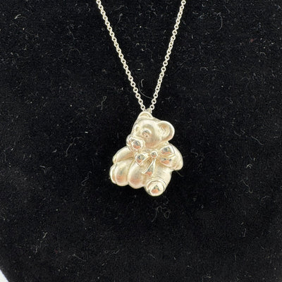 Tiffany & Co Teddy Bear 925 Sterling Silver Pendant Necklace