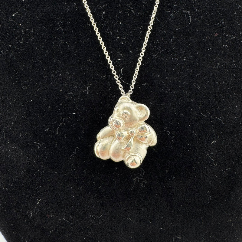 Tiffany & Co Teddy Bear 925 Sterling Silver Pendant Necklace