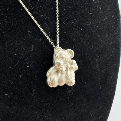 Tiffany & Co Teddy Bear 925 Sterling Silver Pendant Necklace