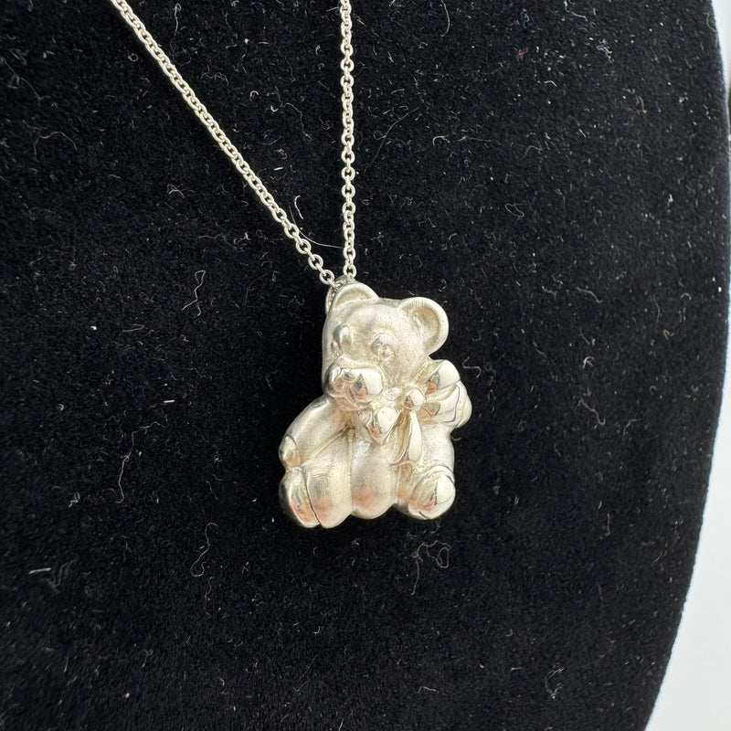 Tiffany & Co Teddy Bear 925 Sterling Silver Pendant Necklace