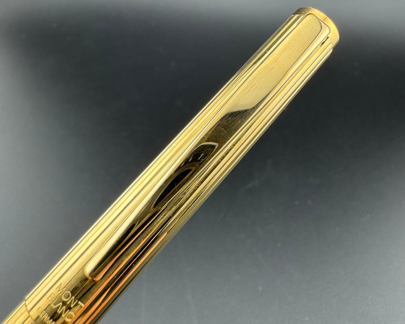 Montblanc Noblesse 1st Gen Gold Pinstripe Fountain Pen 14K Gold Fine Nib w/Box