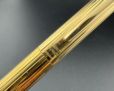 Montblanc Noblesse 1st Gen Gold Pinstripe Fountain Pen 14K Gold Fine Nib w/Box