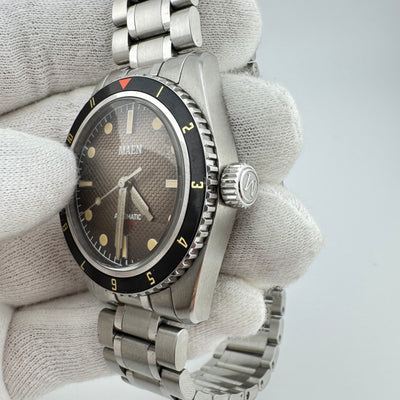 Maen Hudson 38 Mk4 Fume Honeycomb Dial Men's Automatic Dive Watch w/Box
