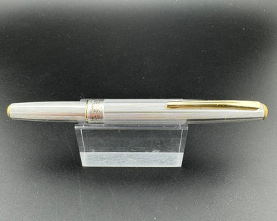 Platinum Rhodium Plated Lined Pocket Fountain Pen 18K Gold Soft-Fine Nib