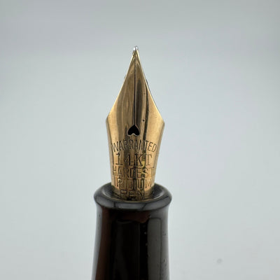 Warranted Black Ebonite Eyedropper Fountain Pen 14K Gold Fine Nib Serviced