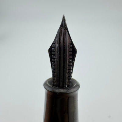 Warranted Black Ebonite Eyedropper Fountain Pen 14K Gold Fine Nib Serviced