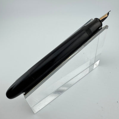 Warranted Black Ebonite Eyedropper Fountain Pen 14K Gold Fine Nib Serviced