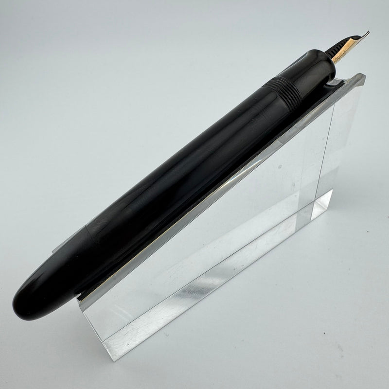 Warranted Black Ebonite Eyedropper Fountain Pen 14K Gold Fine Nib Serviced