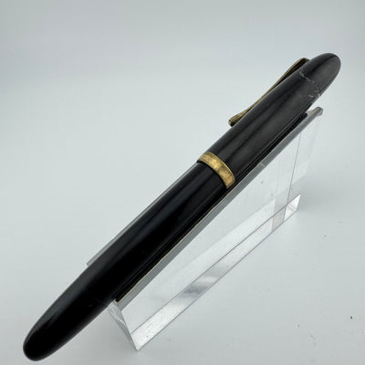 Warranted Black Ebonite Eyedropper Fountain Pen 14K Gold Fine Nib Serviced