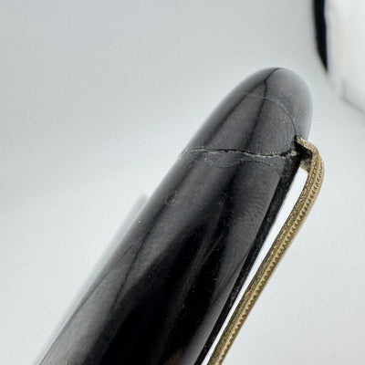 Warranted Black Ebonite Eyedropper Fountain Pen 14K Gold Fine Nib Serviced