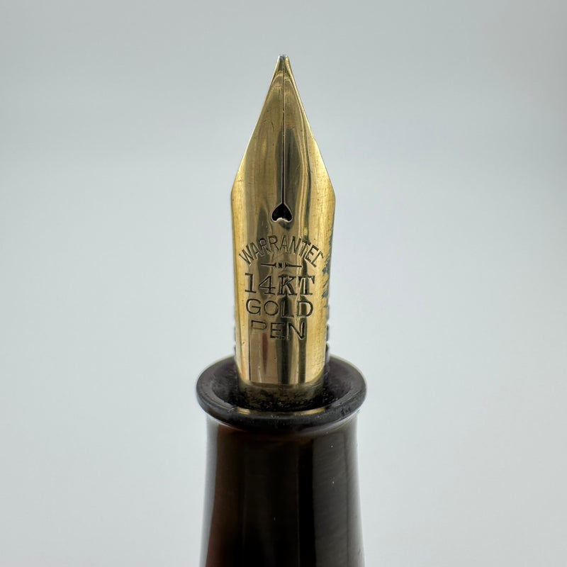 Warranted Black & Red Urushi Eyedropper Fountain Pen 14K Gold Fine Nib Serviced