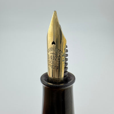 Warranted Black & Red Urushi Eyedropper Fountain Pen 14K Gold Fine Nib Serviced