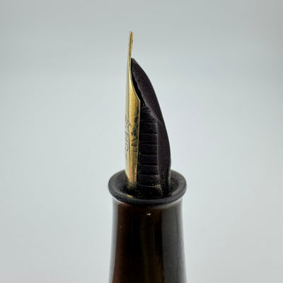 Warranted Black & Red Urushi Eyedropper Fountain Pen 14K Gold Fine Nib Serviced