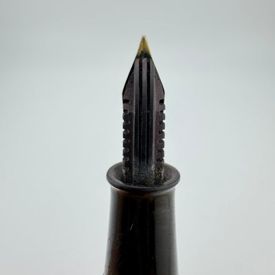 Warranted Black & Red Urushi Eyedropper Fountain Pen 14K Gold Fine Nib Serviced