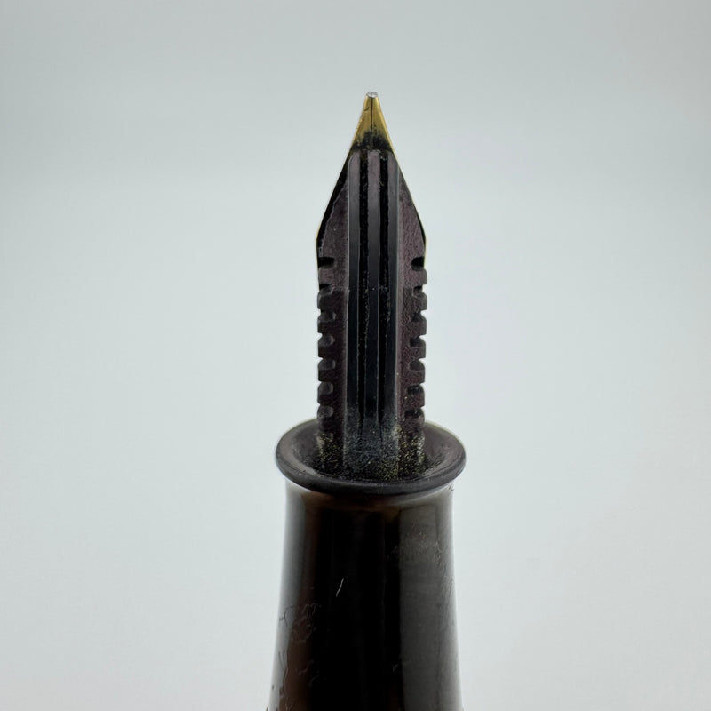 Warranted Black & Red Urushi Eyedropper Fountain Pen 14K Gold Fine Nib Serviced