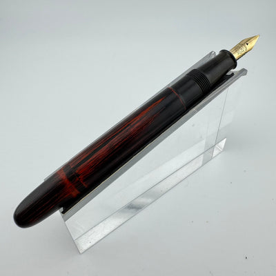 Warranted Black & Red Urushi Eyedropper Fountain Pen 14K Gold Fine Nib Serviced