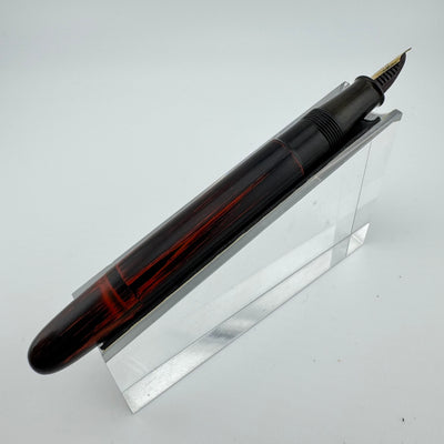 Warranted Black & Red Urushi Eyedropper Fountain Pen 14K Gold Fine Nib Serviced