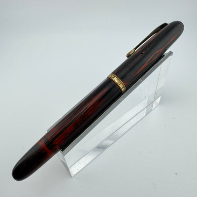Warranted Black & Red Urushi Eyedropper Fountain Pen 14K Gold Fine Nib Serviced