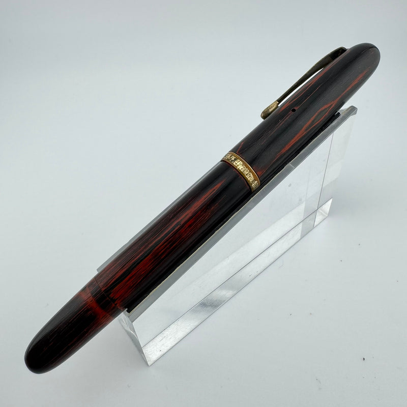 Warranted Black & Red Urushi Eyedropper Fountain Pen 14K Gold Fine Nib Serviced