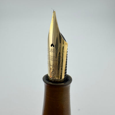 Steady Perfect Black & Gold Urushi Eyedropper Pen 14K Gold Extra Fine Nib Serviced