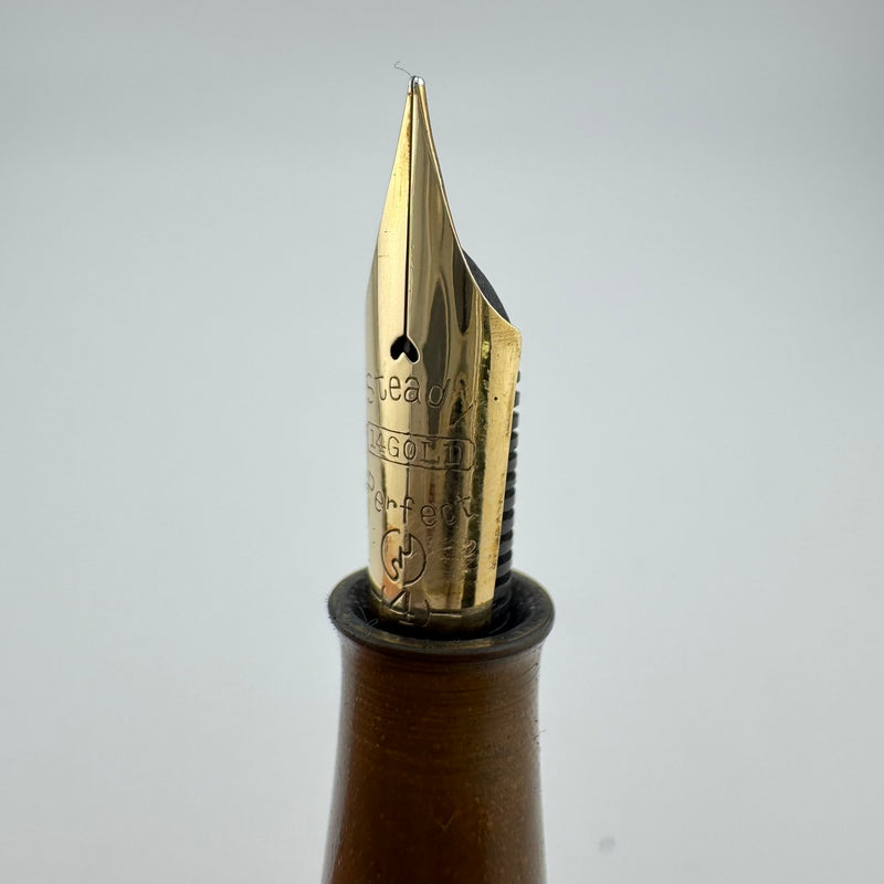 Steady Perfect Black & Gold Urushi Eyedropper Pen 14K Gold Extra Fine Nib Serviced