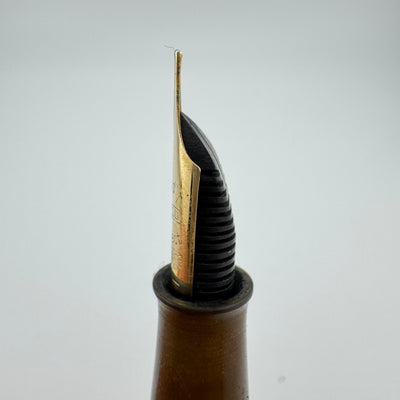 Steady Perfect Black & Gold Urushi Eyedropper Pen 14K Gold Extra Fine Nib Serviced