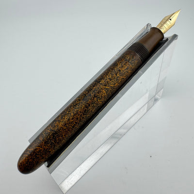 Steady Perfect Black & Gold Urushi Eyedropper Pen 14K Gold Extra Fine Nib Serviced