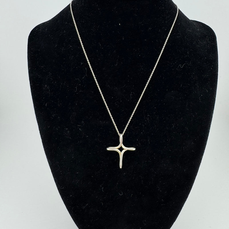 Tiffany & Co Elsa Peretti Infinity Cross 925 Sterling Silver Necklace