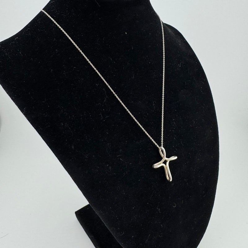 Tiffany & Co Elsa Peretti Infinity Cross 925 Sterling Silver Necklace