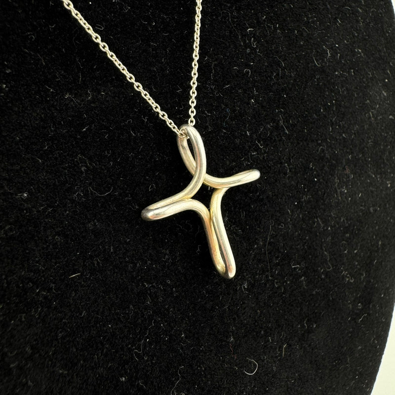 Tiffany & Co Elsa Peretti Infinity Cross 925 Sterling Silver Necklace