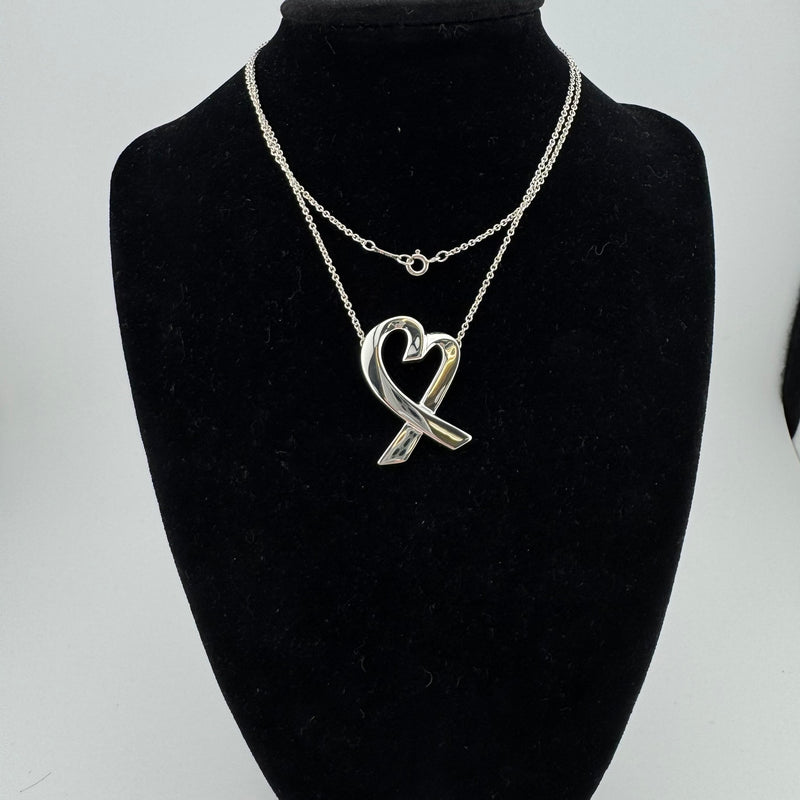 Tiffany & Co Paloma Picasso Loving Heart 925 Sterling Silver Pendant Necklace LG