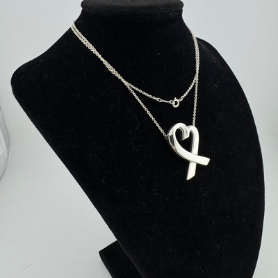 Tiffany & Co Paloma Picasso Loving Heart 925 Sterling Silver Pendant Necklace LG