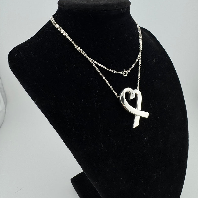 Tiffany & Co Paloma Picasso Loving Heart 925 Sterling Silver Pendant Necklace LG