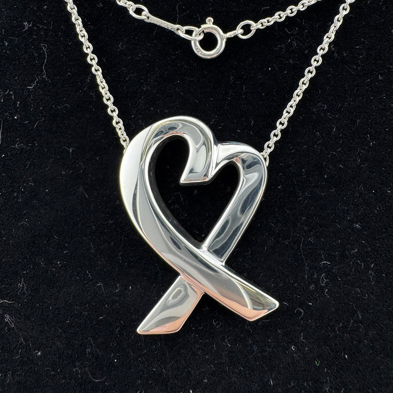 Tiffany & Co Paloma Picasso Loving Heart 925 Sterling Silver Pendant Necklace LG