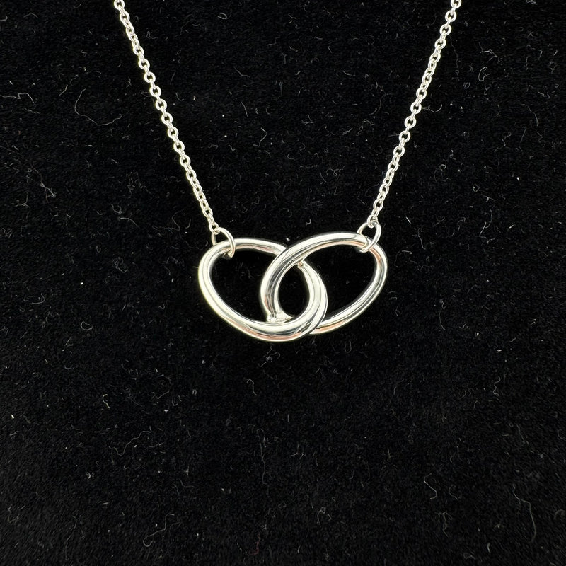 Tiffany & Co Elsa Peretti Double Loop 925 Sterling Silver Pendant Necklace
