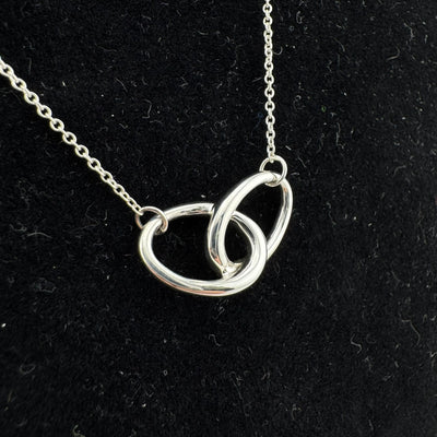 Tiffany & Co Elsa Peretti Double Loop 925 Sterling Silver Pendant Necklace