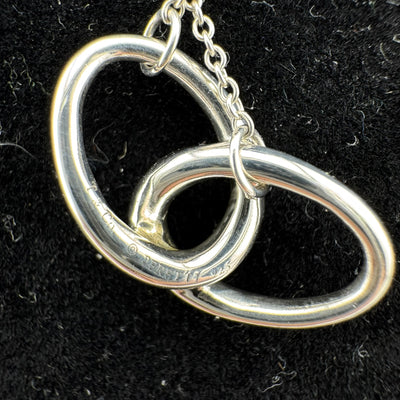 Tiffany & Co Elsa Peretti Double Loop 925 Sterling Silver Pendant Necklace