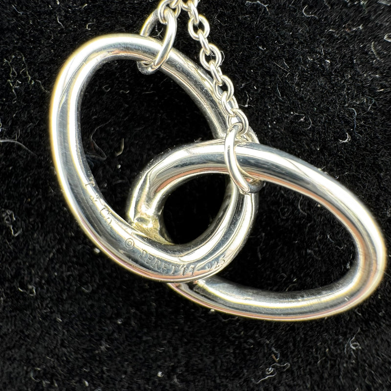 Tiffany & Co Elsa Peretti Double Loop 925 Sterling Silver Pendant Necklace