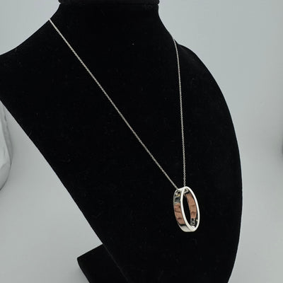 Tiffany & Co Geometric Oval 925 Sterling Silver Pendant Necklace