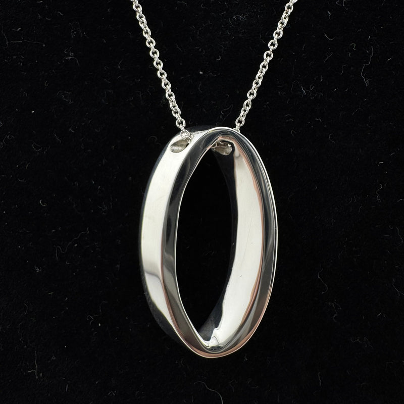 Tiffany & Co Geometric Oval 925 Sterling Silver Pendant Necklace