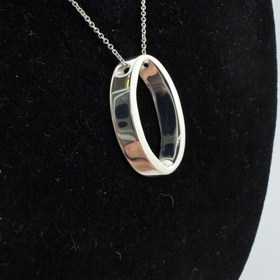Tiffany & Co Geometric Oval 925 Sterling Silver Pendant Necklace