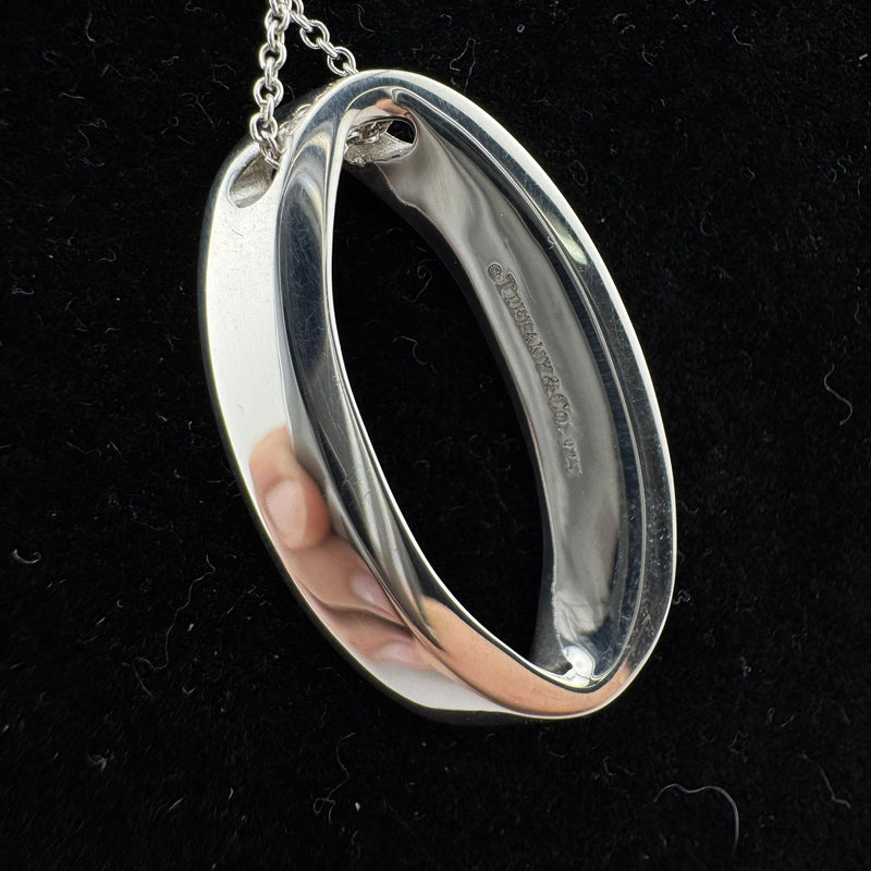 Tiffany & Co Geometric Oval 925 Sterling Silver Pendant Necklace