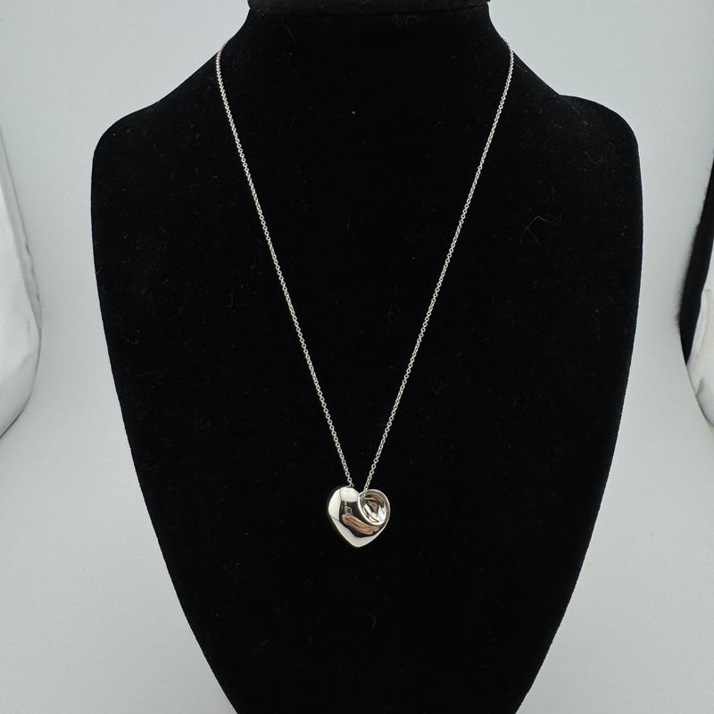 Tiffany & Co Folded Heart 925 Sterling Silver Pendant Necklace