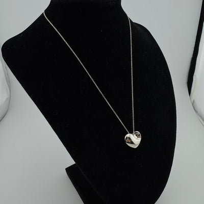 Tiffany & Co Folded Heart 925 Sterling Silver Pendant Necklace