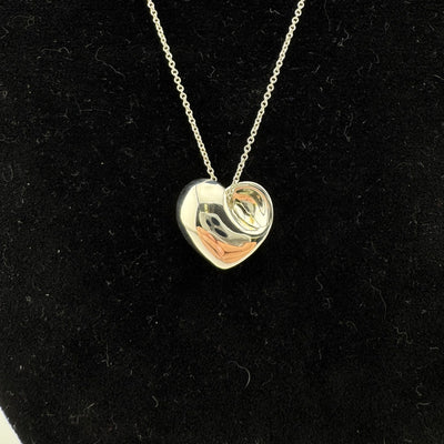 Tiffany & Co Folded Heart 925 Sterling Silver Pendant Necklace