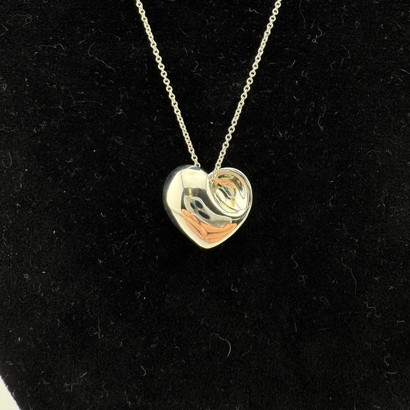 Tiffany & Co Folded Heart 925 Sterling Silver Pendant Necklace