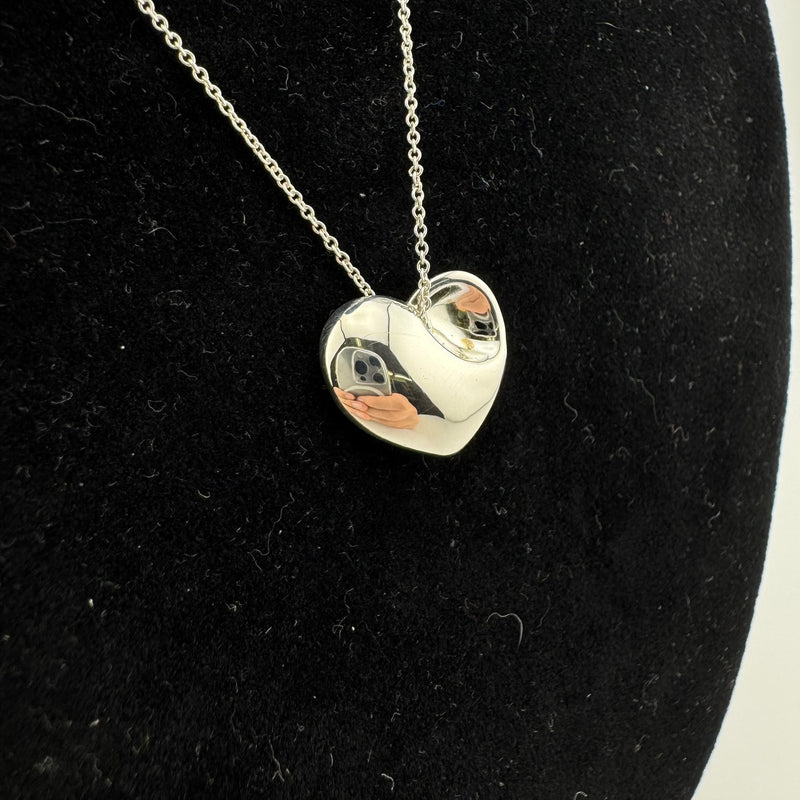 Tiffany & Co Folded Heart 925 Sterling Silver Pendant Necklace