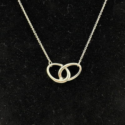 Tiffany & Co Elsa Peretti Double Loop 925 Sterling Silver Pendant Necklace